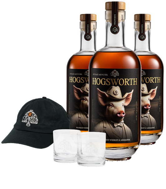 Hogsworth 3x 750ML (Batch 02, Blend 9) - Hat + Glass Bundle